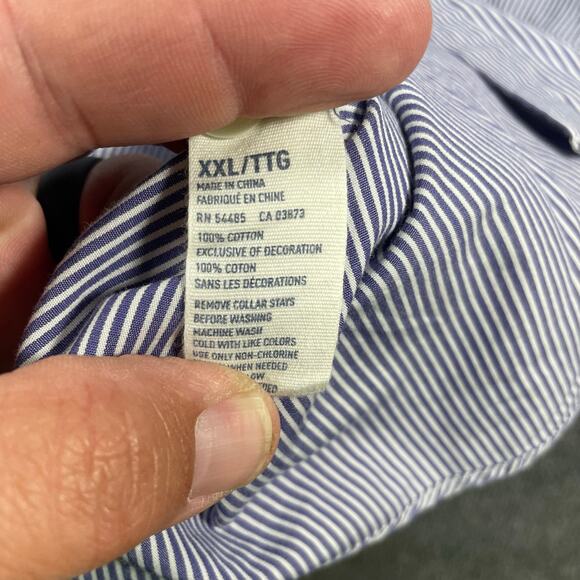 American Eagle Vintage Fit Button Up Shirt Men's XXL Blue/White Striped Preppy - Picture 8 of 10